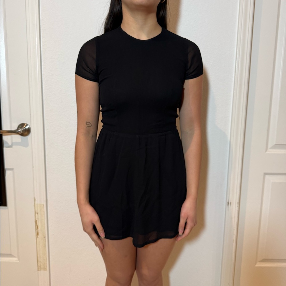 Reformation Elegant Black Women's Skort Romper